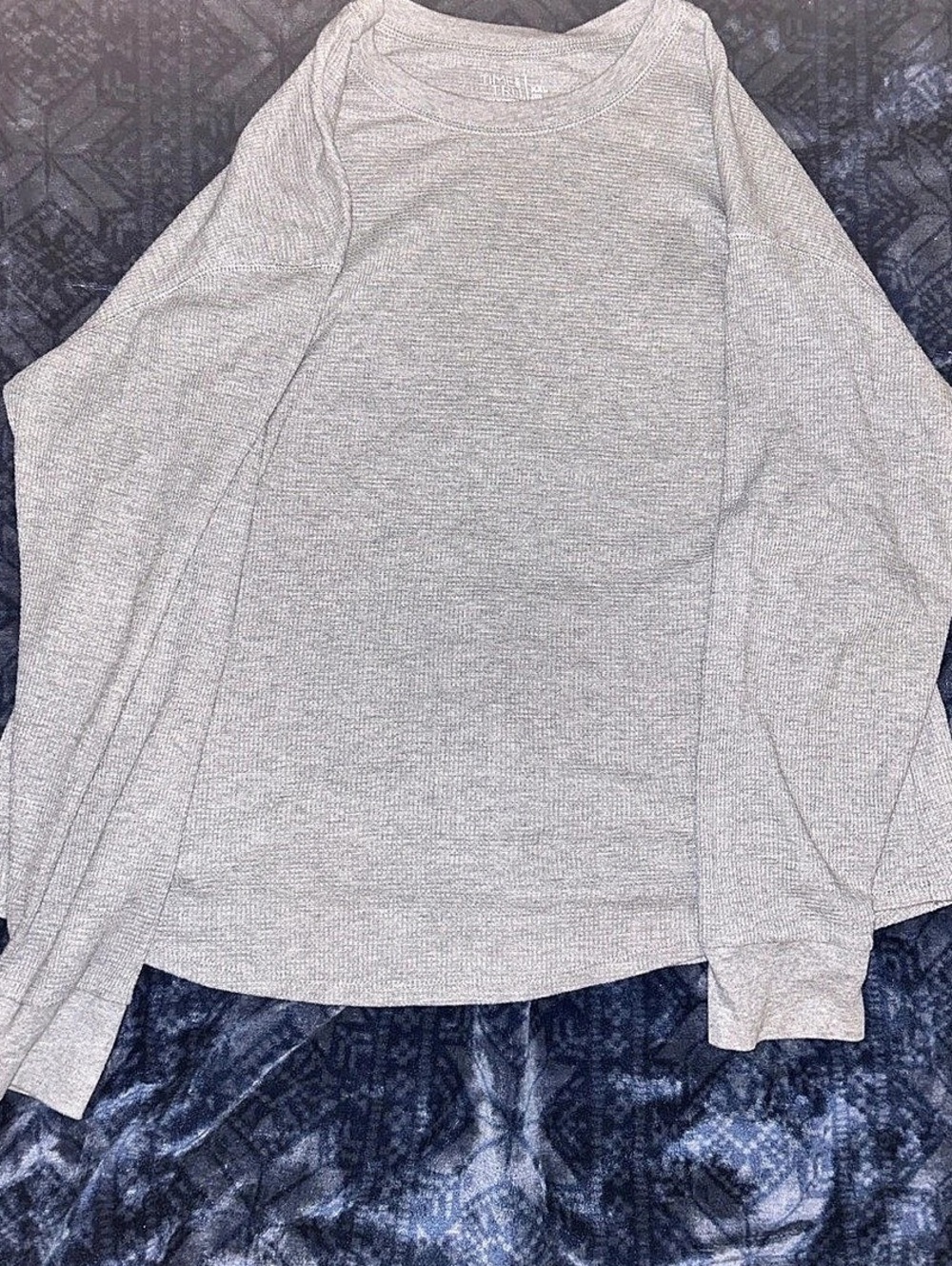 Time and Tru Long-Sleeve Waffle Knit Top Gray XXL (20)